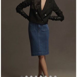 Maeve Black and Blue Pencil Midi Skirt for Work